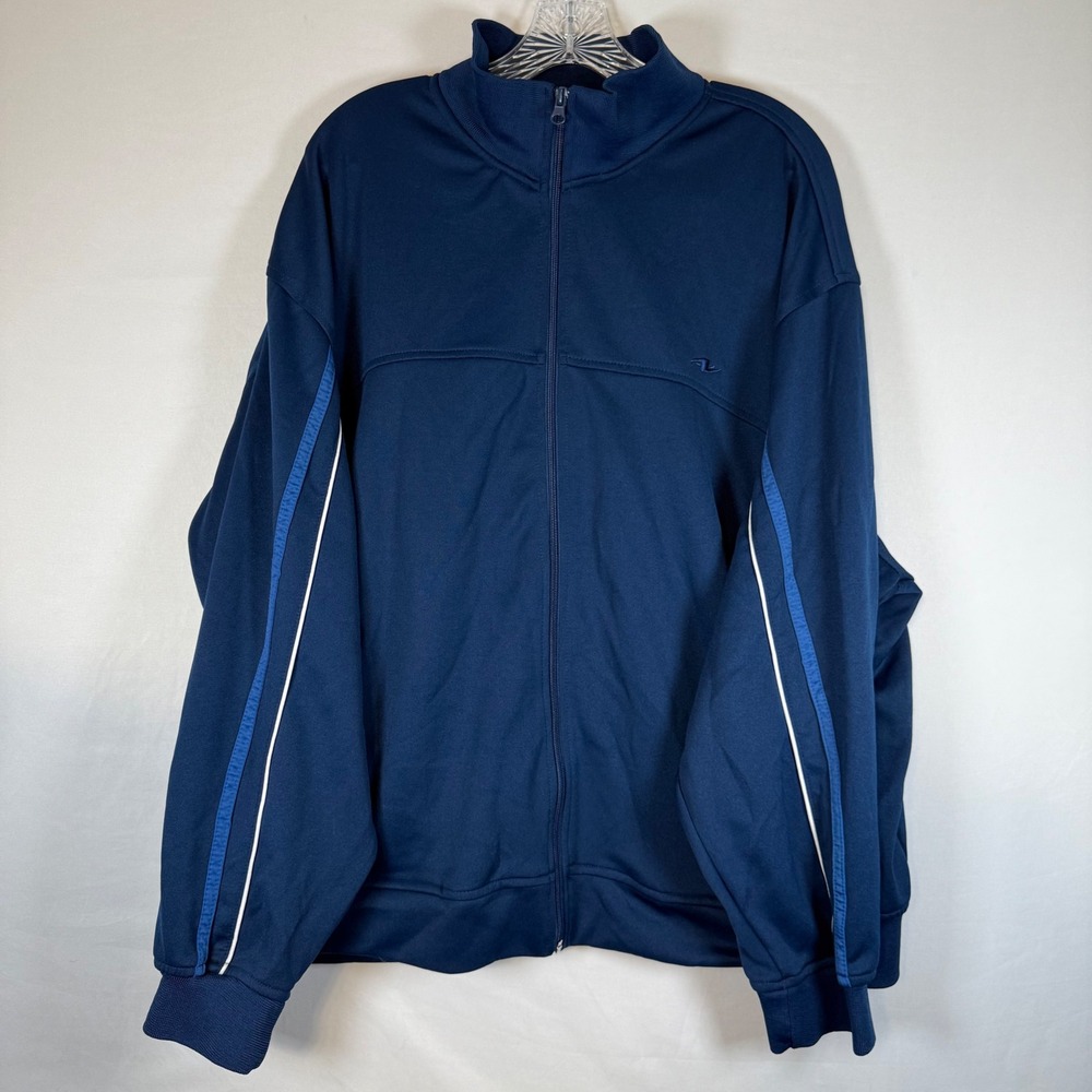 Athletic Works Mens Track Jacket Deep Cobalt Blue Full Zip Long Sleeve‎ Size 2XL